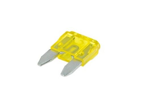 Branchez le jaune évalué par fusible automatique des véhicules à moteur en alliage de zinc 11mm de la lame 32VDC 20A de fusibles mini pour la voiture de tourisme des véhicules à moteur